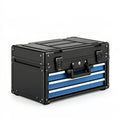 Coffre à outils 60 x 30 x 35 cm en métal noir et bleu avec 3 tiroirs portable