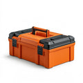 Boîte à outils 50 x 25 x 25 cm en plastique orange et noir avec poignée rabattable