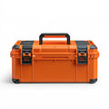 Boîte à outils 50 x 25 x 25 cm en plastique orange et noir avec poignée de transport