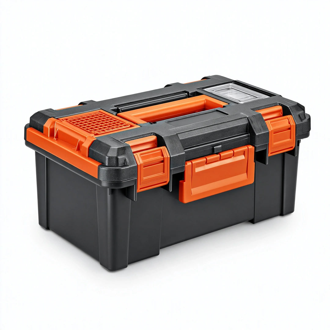 Boîte à outils 50 x 30 x 25 cm en plastique noir et orange avec organiseur