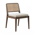 Chaise de salle à manger 55 x 60 x 82 cm bois brun cannage naturel coussin tissu style contemporain
