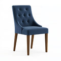 Chaise de salle à manger 60 x 66 x 98 cm en tissu bleu avec pieds en bois style capitonné