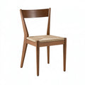 Chaise de salle à manger 45 x 52 x 82 cm en bois brun avec assise tressée naturelle style scandinave
