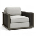 Fauteuil 95 x 85 x 82 cm en tissu gris et structure effet bois - assise contemporaine