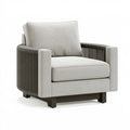 Fauteuil 82 x 86 x 88 cm en tissu beige et corde tressée style contemporain