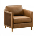 Fauteuil 76 x 82 x 82 cm en similicuir camel style contemporain avec accoudoirs