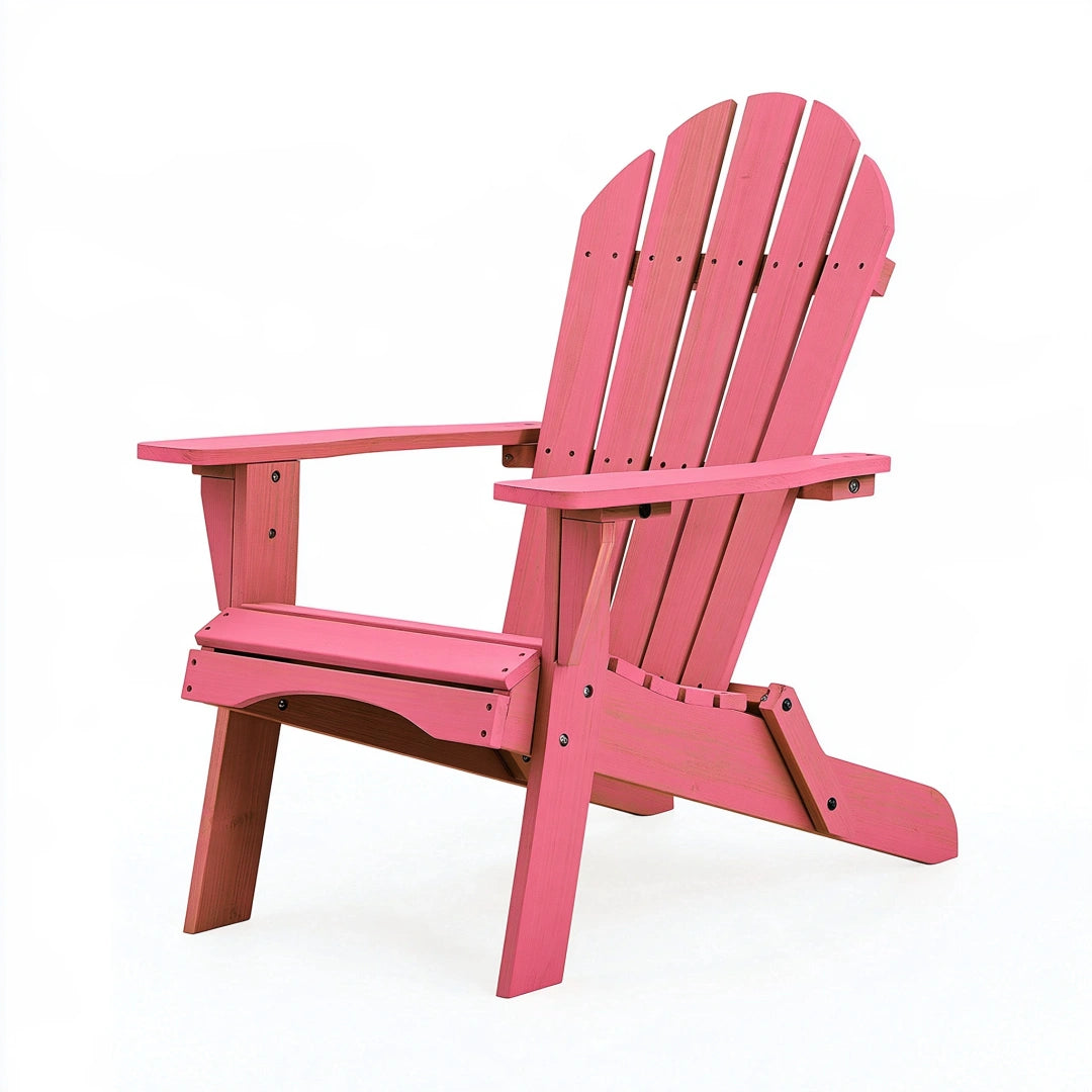 Fauteuil de jardin 88 x 78 x 95 cm en bois peint rose style Adirondack