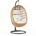 Fauteuil suspendu 105 x 195 cm en rotin naturel et acier noir style bohème